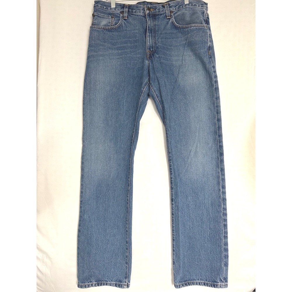 Eddie Bauer Mens Straight Fit Jeans Medium Wash Blue Denim 35x34